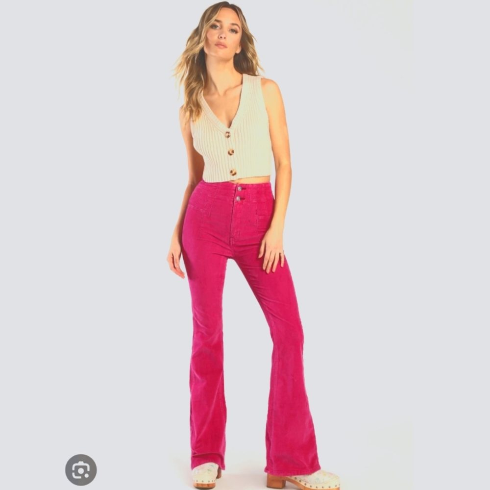 Women's Pink Flared Jeans
